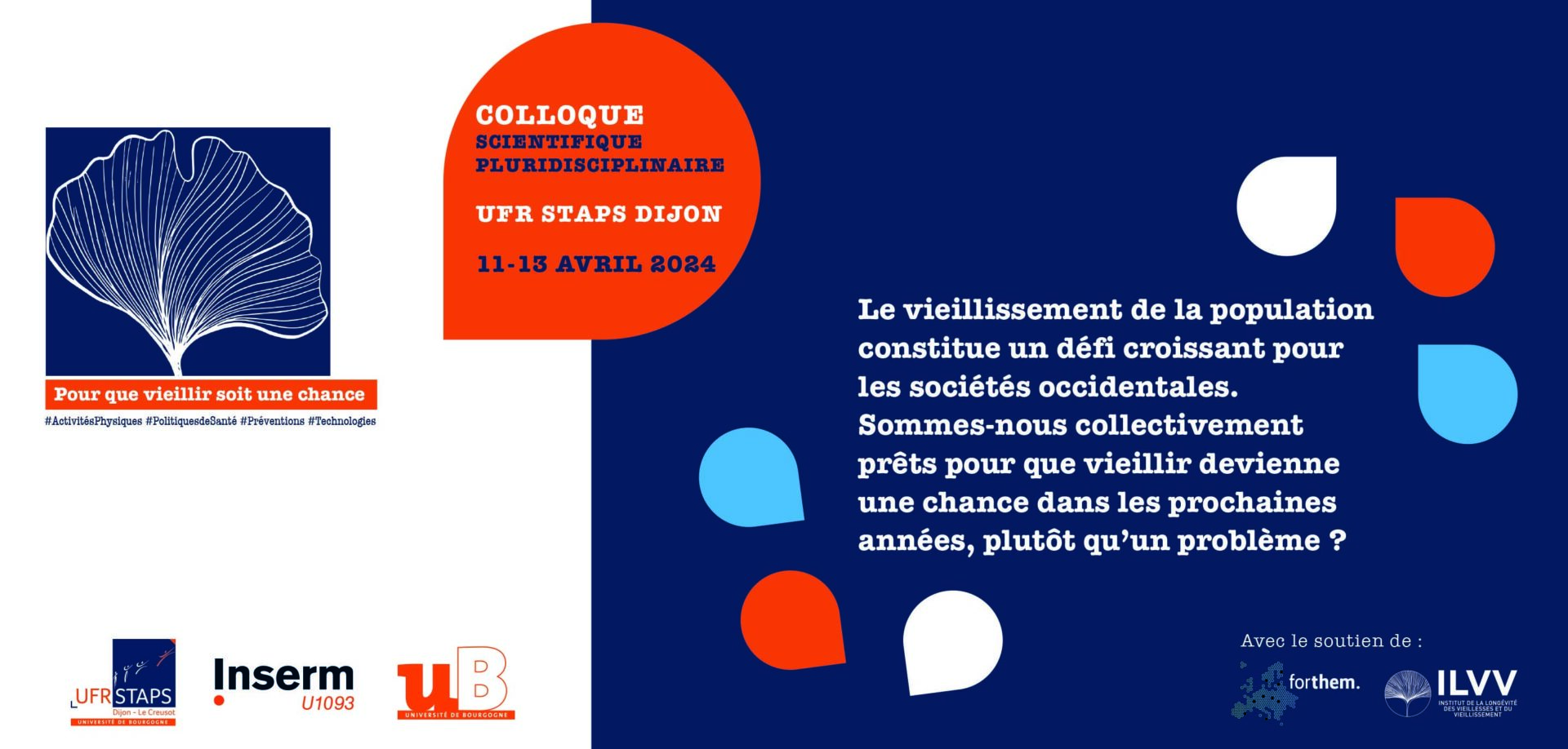 Colloque “Pour que vieillir soit une chance” April 11-13, 2024 UFR STAPS Dijon